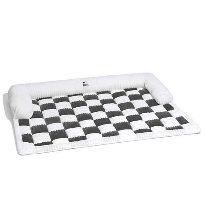 Cream Square Plaid Cozy Dog Mat