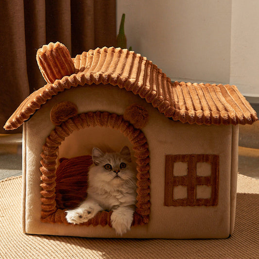 House Design Semi-Enclosed Cat Bed