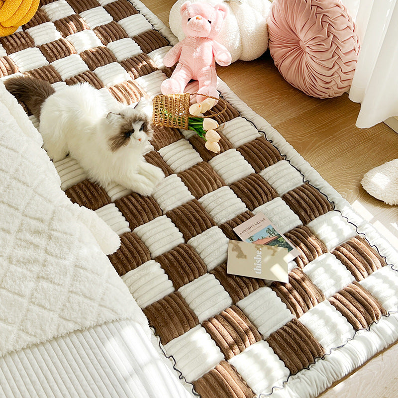 Pet Square Checkered Rug Sofa Cover