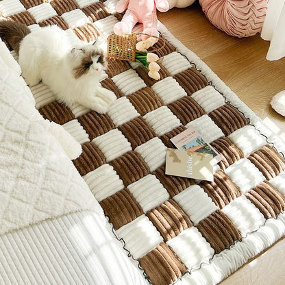 Pet Square Checkered Rug Sofa Cover